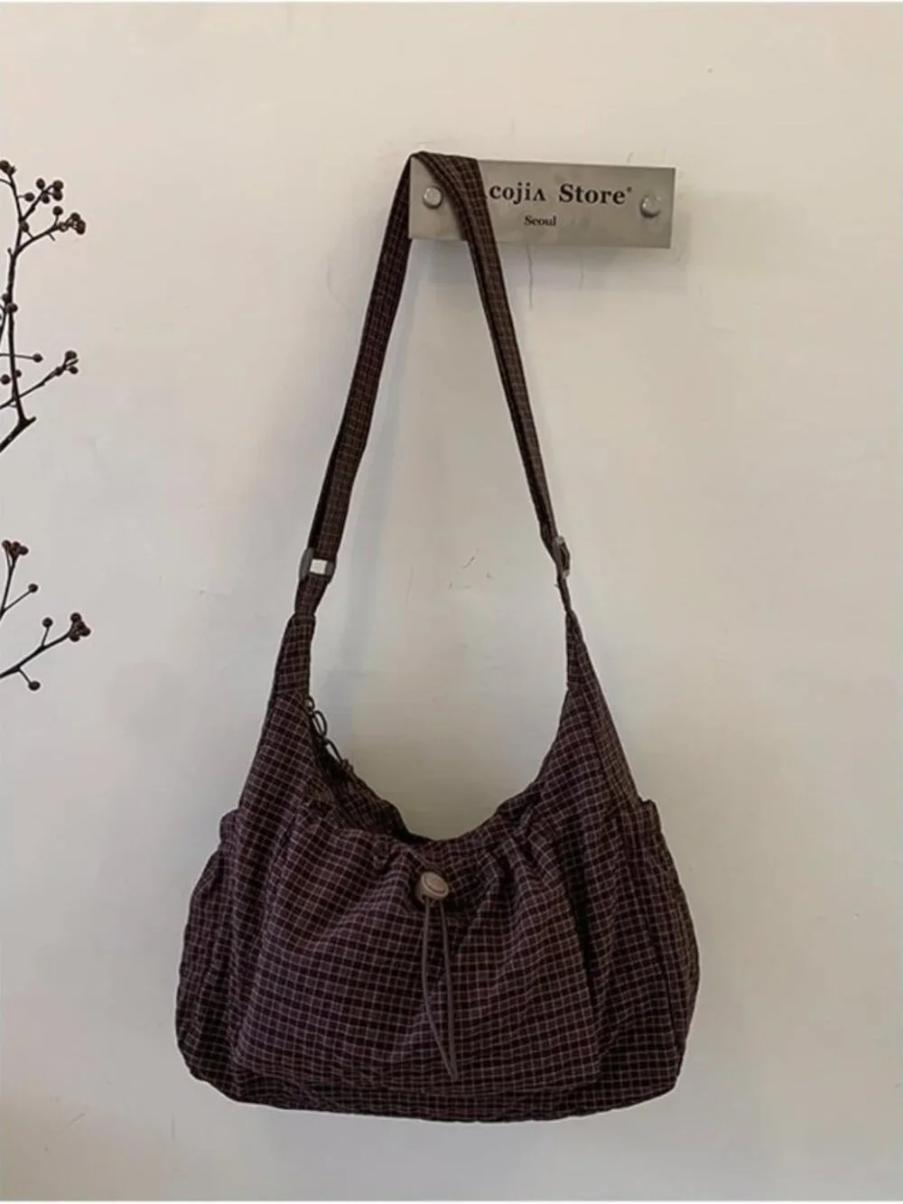 Korean Style Plaid Hobo Bag | Lightweight Checkered Crossbody Shoulder Bag